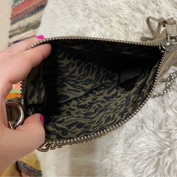 REBECCA MINKOFF • Tan + Silver Snakeskin Fringe Leopard Crossbody Bag - Picture 10 of 11